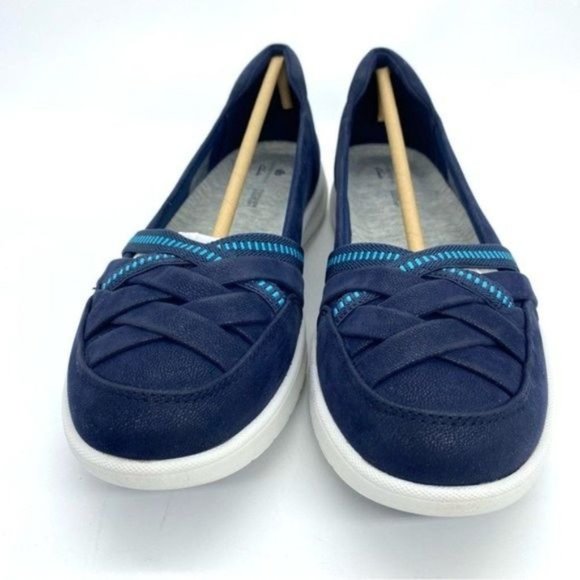 Clarks Cloudsteppers Adella Poppy Slip On Shoes Woven Sneakers New - Picture 9 of 14